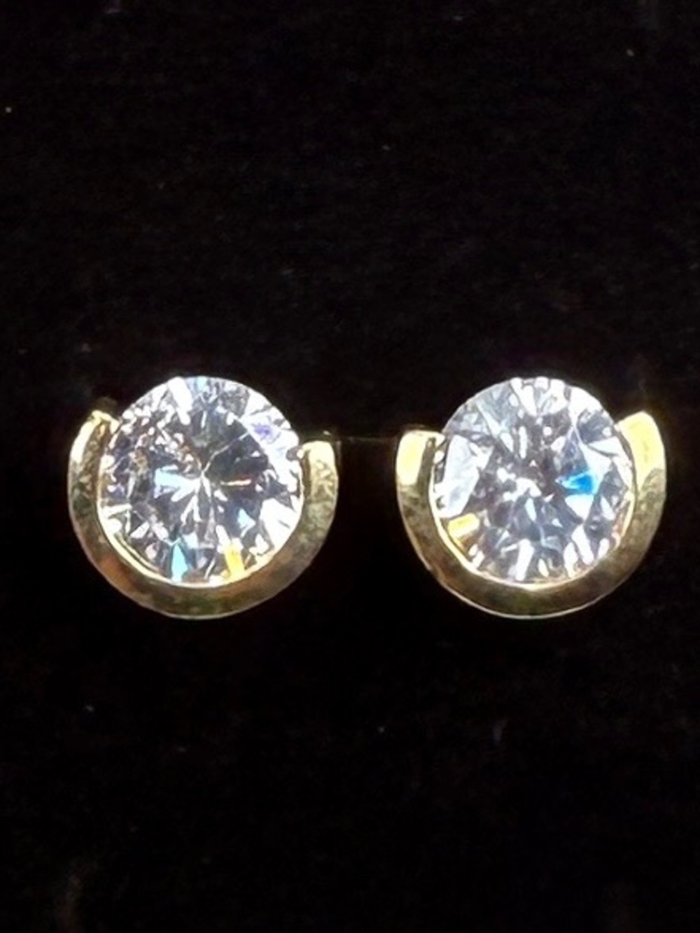 Vintage Goldtone clear bling, weighted pierced earrings